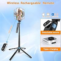 Vista 6 de Trípode de palo selfie de 4 patas de 71 pulgadas para GoPro/Osmo Pocket 3/insta360/iPhone/Android, soporte de trípode para teléfono celular