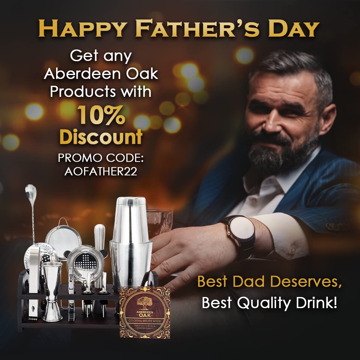 Aberdeen Oak Mixology Bartender Kit Complete 14 Piece Cocktail Shaker