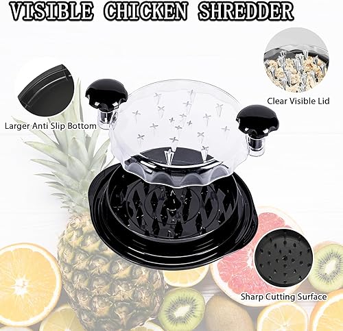 Miniatura 3 de Zmerob Trituradora de pollo, máquina trituradora de carne grande de 10.8 pulgadas, trituradora de pechuga de pollo con parte superior transparente,