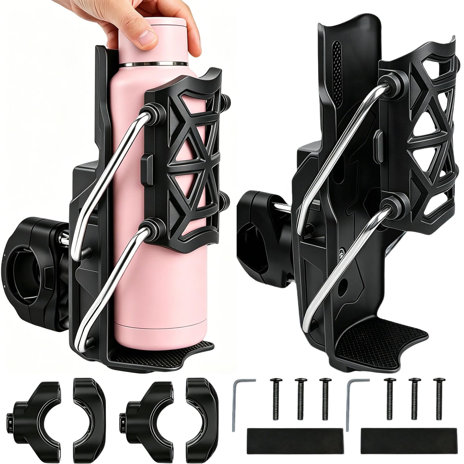 2Pcs Bottle Holder for Bike, Cycle Bottle Holder with Universal Fit for Motorcycle and ATV, Black Water Bottle Holder for Outdoor Riding and Commuting-picture-32