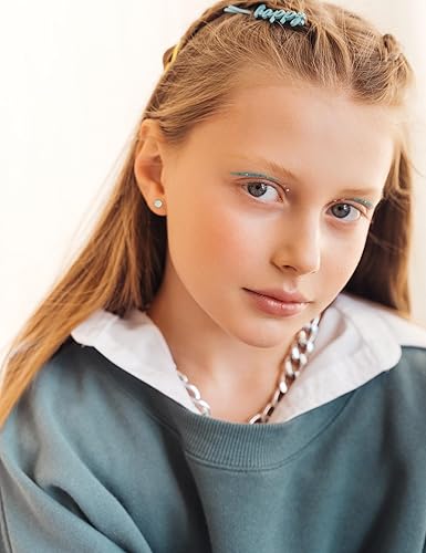 Miniatura 3 de LUCKMORA Aretes de plata de ley 925 con circonita cúbica atornillada para mujer, aretes con cierre de rosca, hipoalergénicos para niñas