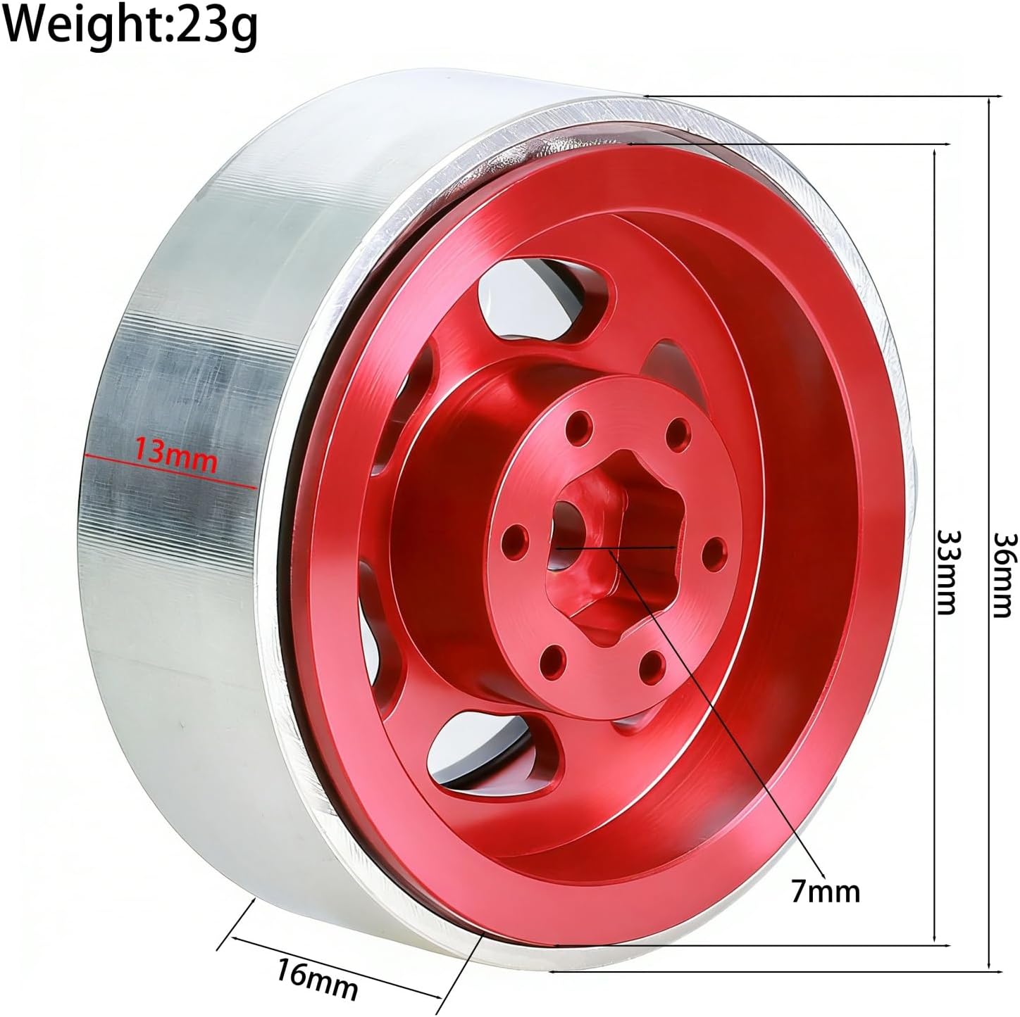 1.3” Aluminum Beadlock Wheels, -8.0mm Offset, 7mm Hex, CNC RC Crawler Rims for 1/18 1/24 TRX4M SCX24 AX24 Ascent-18 FCX24, 4 pcs (Purple)