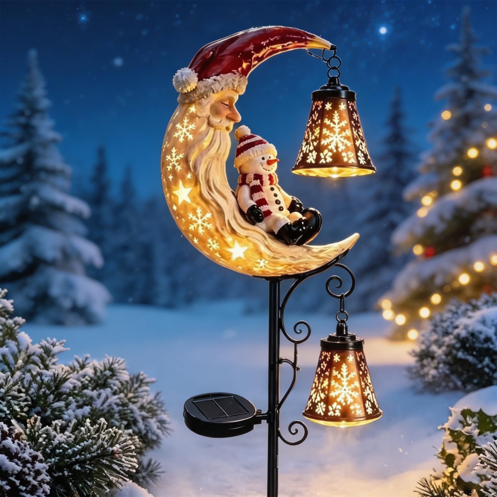 Solar Pumpkin Lantern Stake Light, Halloween Black Cat & Moon LED Garden Ornament, Waterproof Outdoor Night Light for Yard, Patio, Pathway & Porch, Weatherproof Decor (#D)