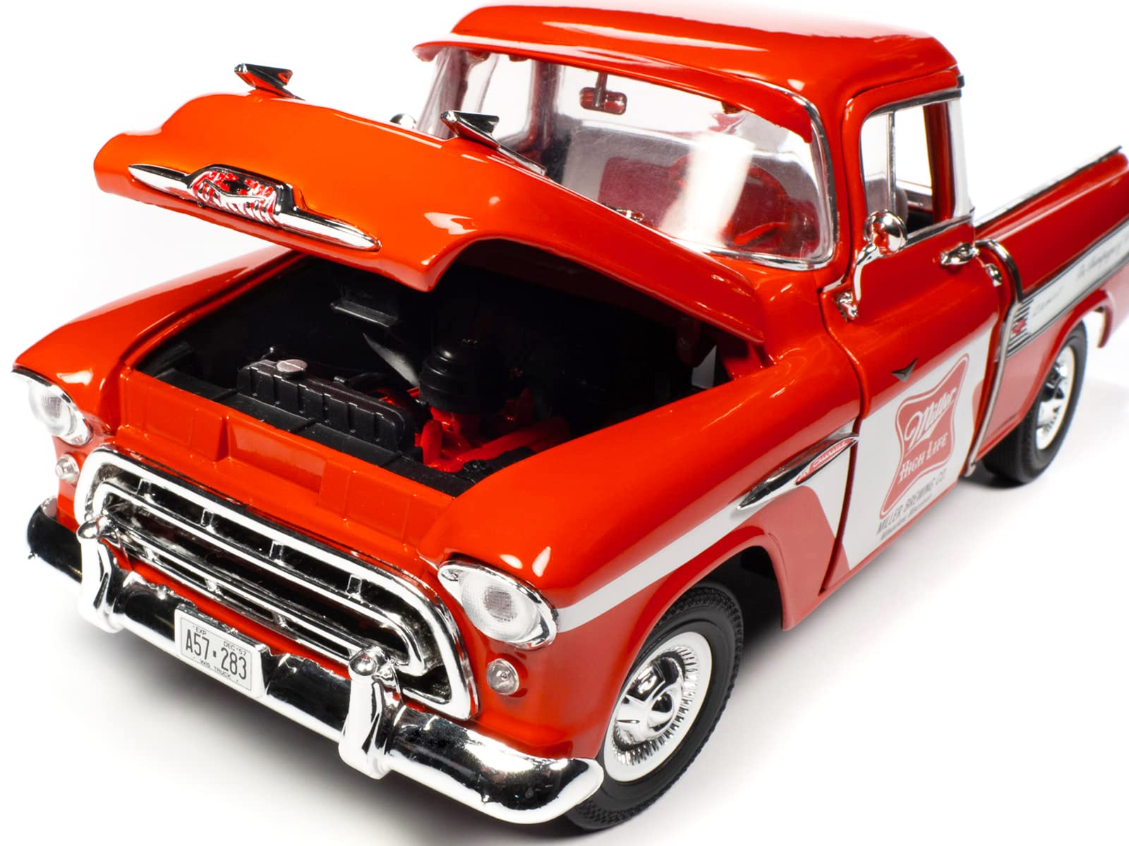 1957 Chevy Cameo Pickup 1:18 ダイキャスト Amazon.com: Auto World 1957 Chevy Cameo Pickup Truck rojo y blanco