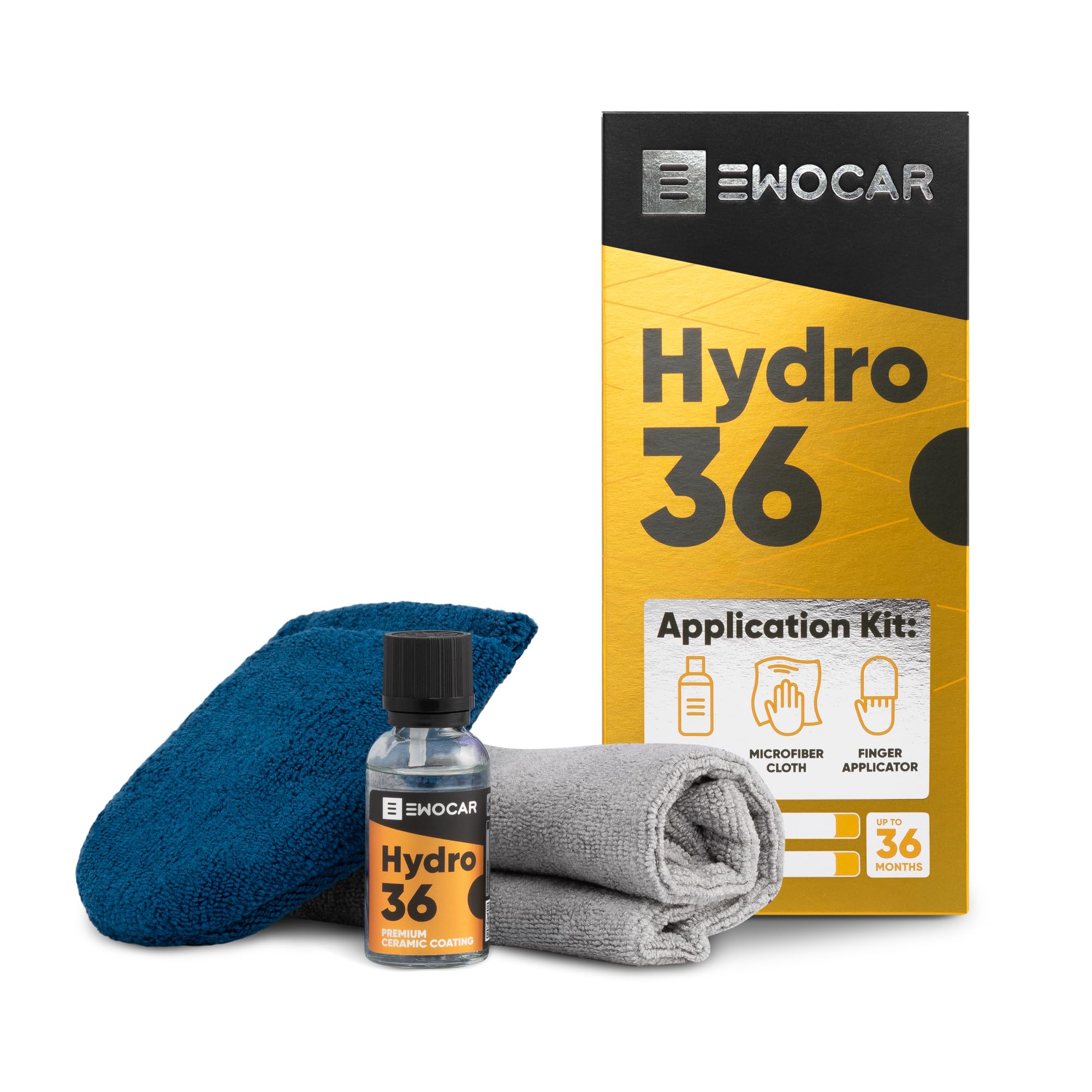 Hydro36 zestaw powłoki ceramicznej – powłoka ceramiczna Nano do lakieru samochodowego i tworzywa sztucznego, podwójna warstwa ochronna, odporna na działanie wody, odporna na promieniowanie UV i