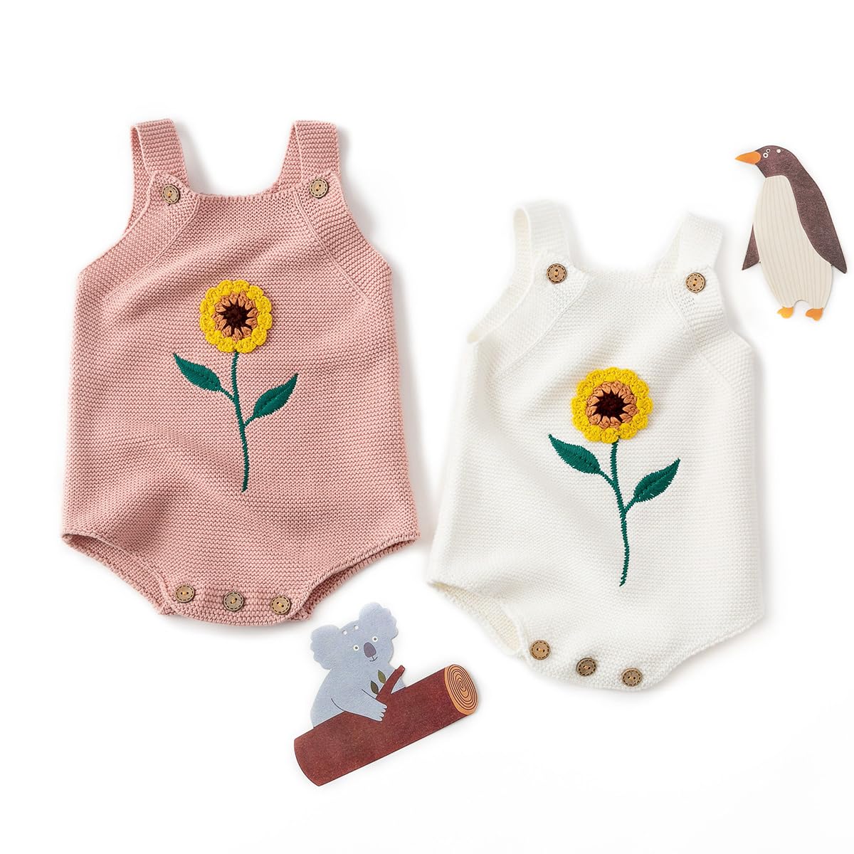 Simplee kids Dziewczynka Kint Pompony Romper bez rękawów Dziewczyna Kint ubrania 0-24 m, Dd-różowy, 3-6 miesi?cy