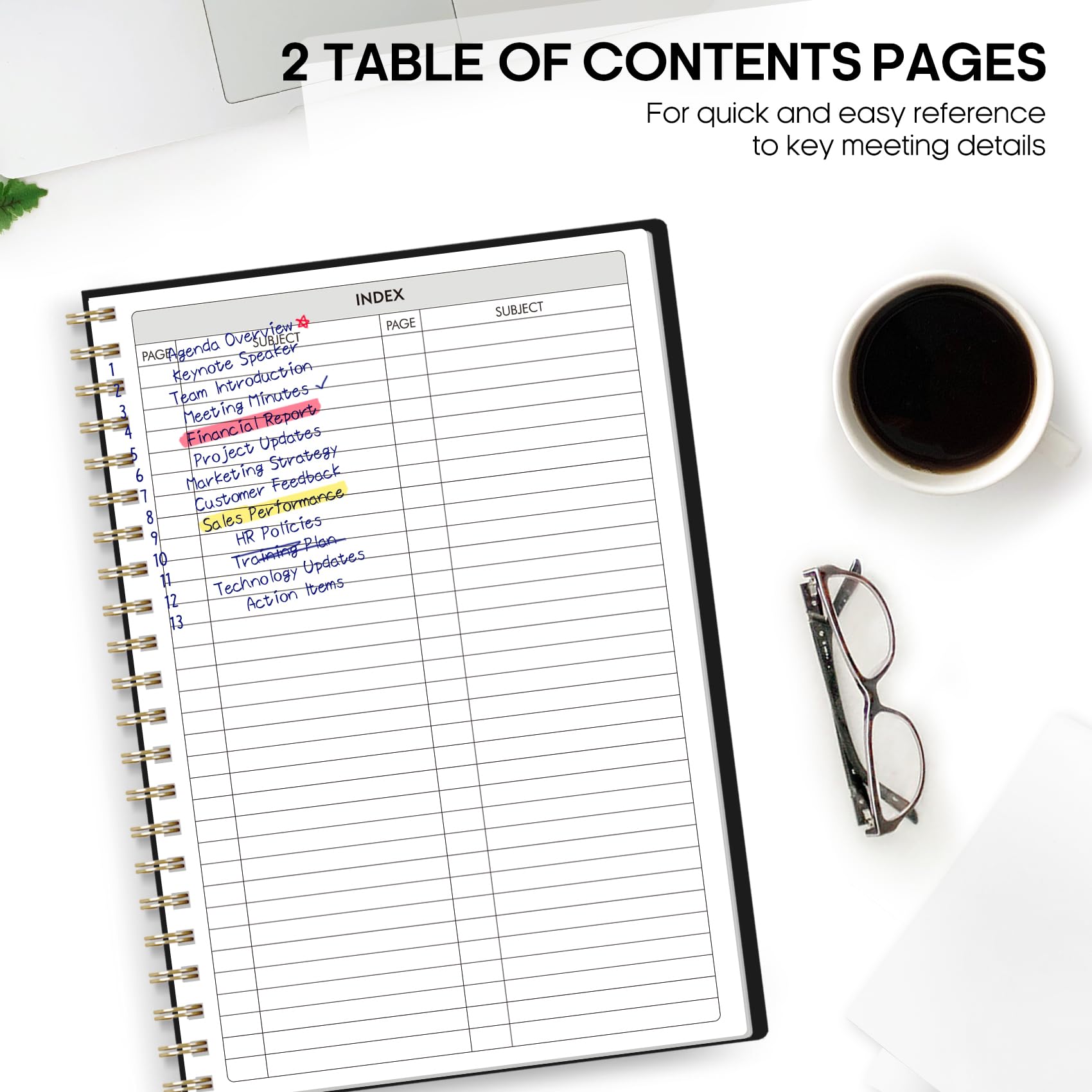 Paquete de 6 cuadernos de reuniones para organización del trabajo, cuaderno planificador de trabajo con artículos de acción, agenda para tomar notas, 160 páginas (6.9 x 9.9 pulgadas), organizador de
