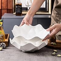 Vista 6 de Frutero decorativo ondulado de 10 pulgadas para encimera de cocina, ensaladeras y platos, cuencos grandes para pasta, dulces, juego de 2 cuencos