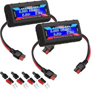 Yunsailing 2 Pcs High Precision Watt Meter Power Analyzer Battery Consumption Performance Monitor Power Monitor with Backlight Digital LCD Screen (200a/60v)