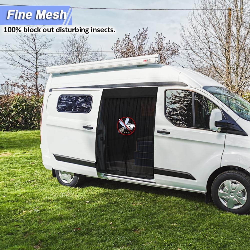 RASHION Zanzariera Compatibile con Ford Transit Custom Tetto Alto (H2) per Porta Scorrevole, Zanzariera Magnetica Tenda Parasole Contro Insetti e Sole, Rete Ombreggiante Porta Laterale Campeggio