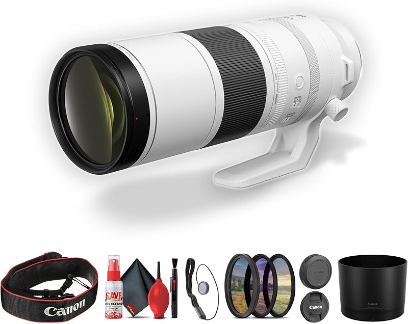 Canon RF 200-800mm f/6.3-9 is USM Super-telephoto with Cleaning Kit Bundle | For Wildlife, Nature, Outdoor Sports + Telephoto Lens + Filter Kit + Cap Keeper (6263C002)