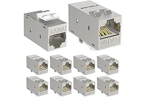 VCELINK CAT6A RJ45 Keystone Coupler Shielded, Industry Leading 10-Pack Keystone Jack Inline...