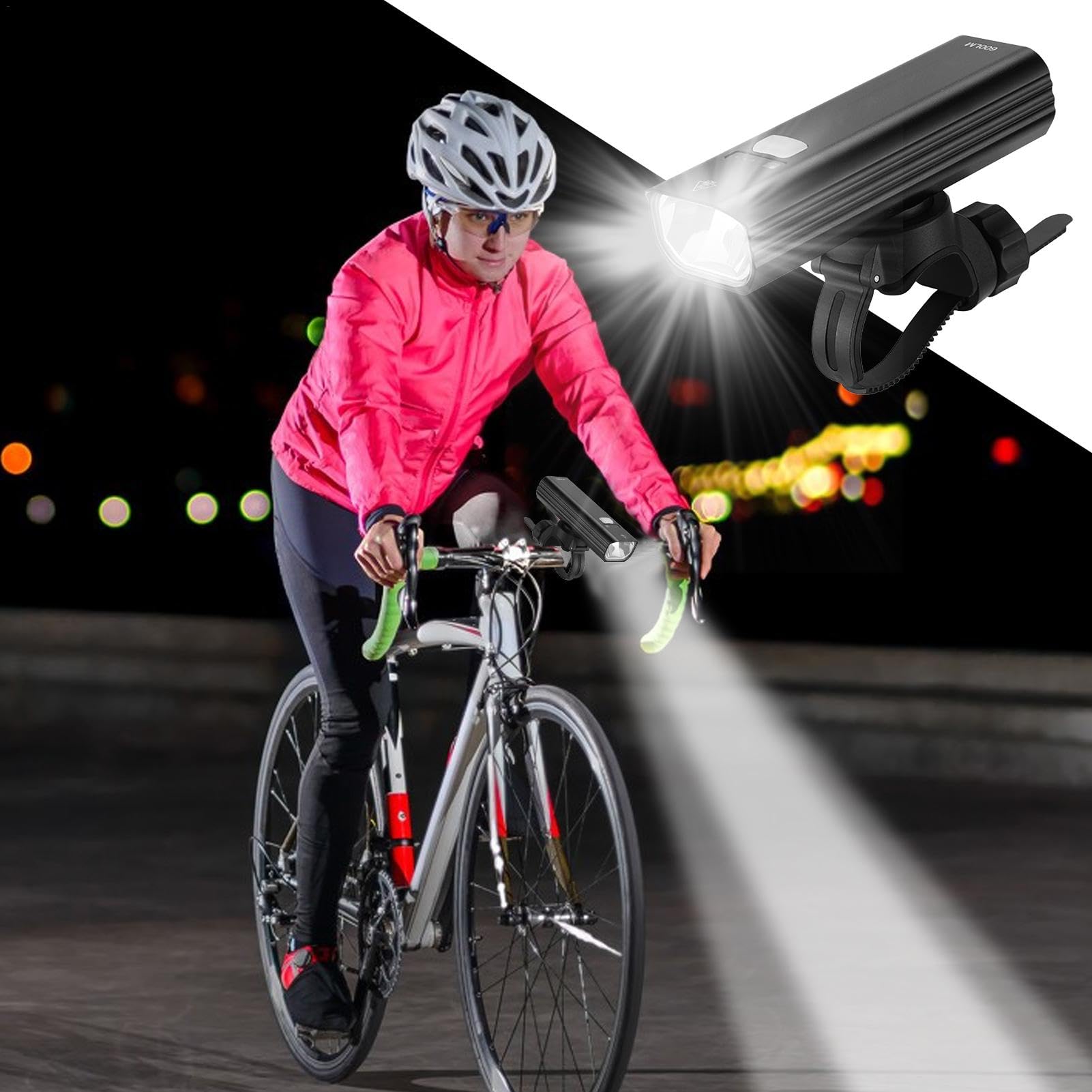 Luce per bici per guida notturna, faro per bici impermeabile | Evidenziazione del ciclismo su strada Impermeabile - Design multi-velocità del faro per bicicletta ricaricabile, fanale poste