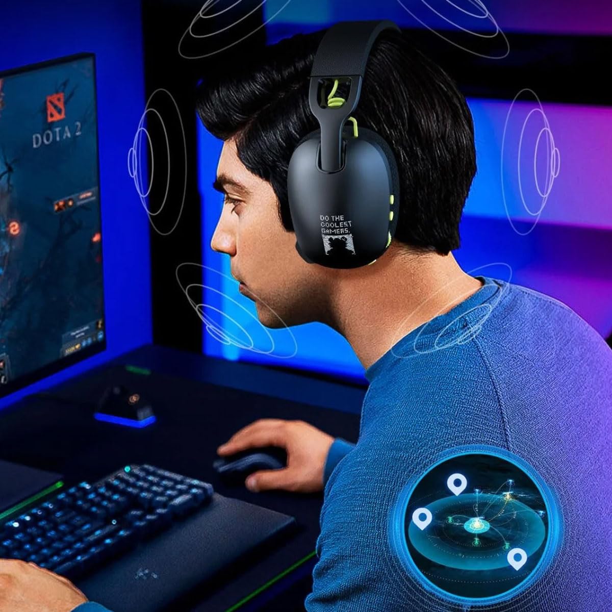 ONIKUMA GAMING Cuffie da gioco senza fili per PS5, PS4, PC, USB 2.4 GHz e Bluetooth 5.3, nero, over-ear