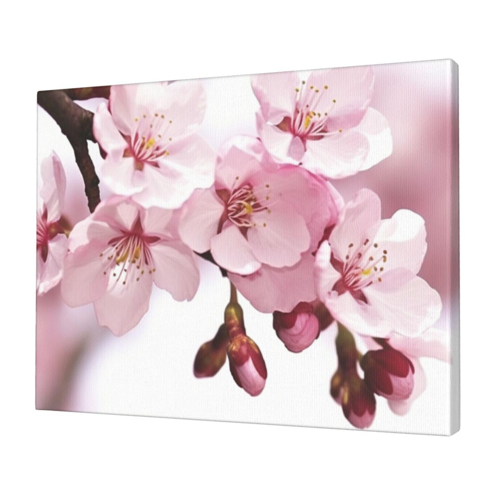 KLOPH Cherry Blossom Canvas Wall Art for Living Room 12"x16" Modern Artwork Painting for Bathroom Hanging Canvas Prints Aesthetic Wallart for Bedroom Kitchen Office Wall Decor