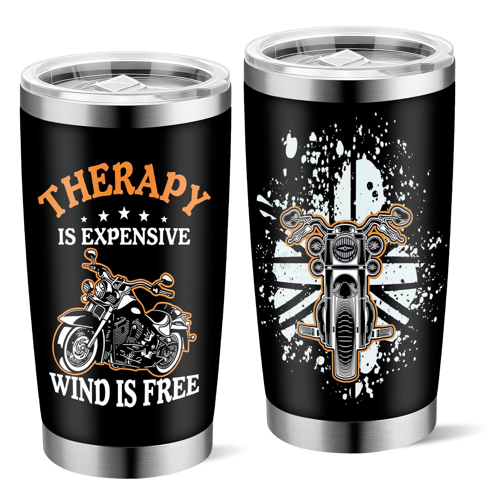 Yuecda Motorcycle Gifts for Men, Women - Therapy is Expensive Wind is Free Motorcycle Gift for Christmas, Birthday - Cool Gifts for Motorcycles Riders, Biker, Lovers - 20oz