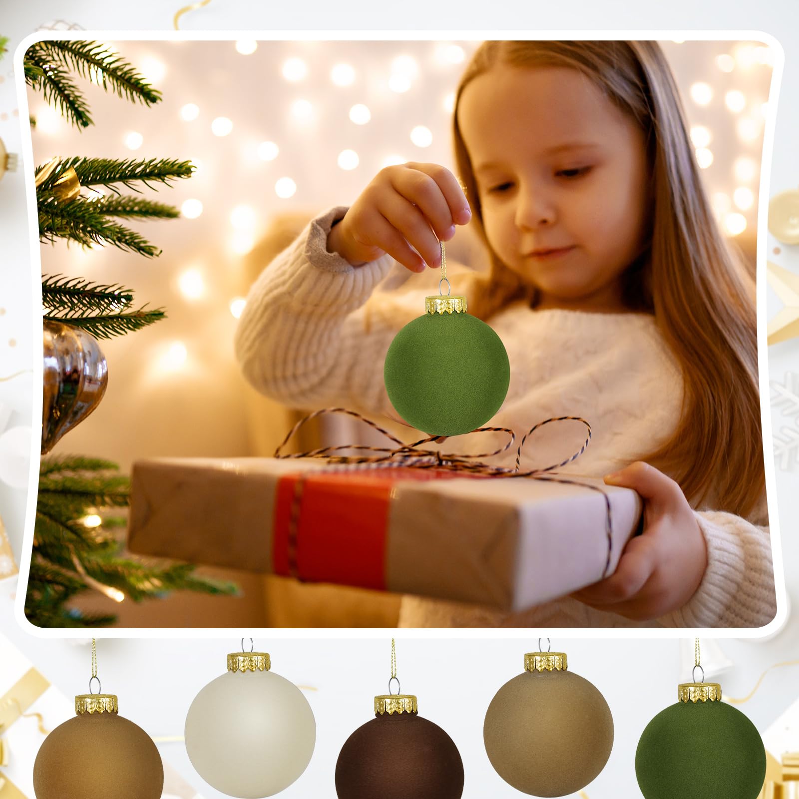 30 adornos de bolas de Navidad de terciopelo, adornos de bola de árbol de Navidad de 3.15 pulgadas, bolas de plástico flocadas, decoraciones colgantes de Navidad para árbol, fiesta familiar de