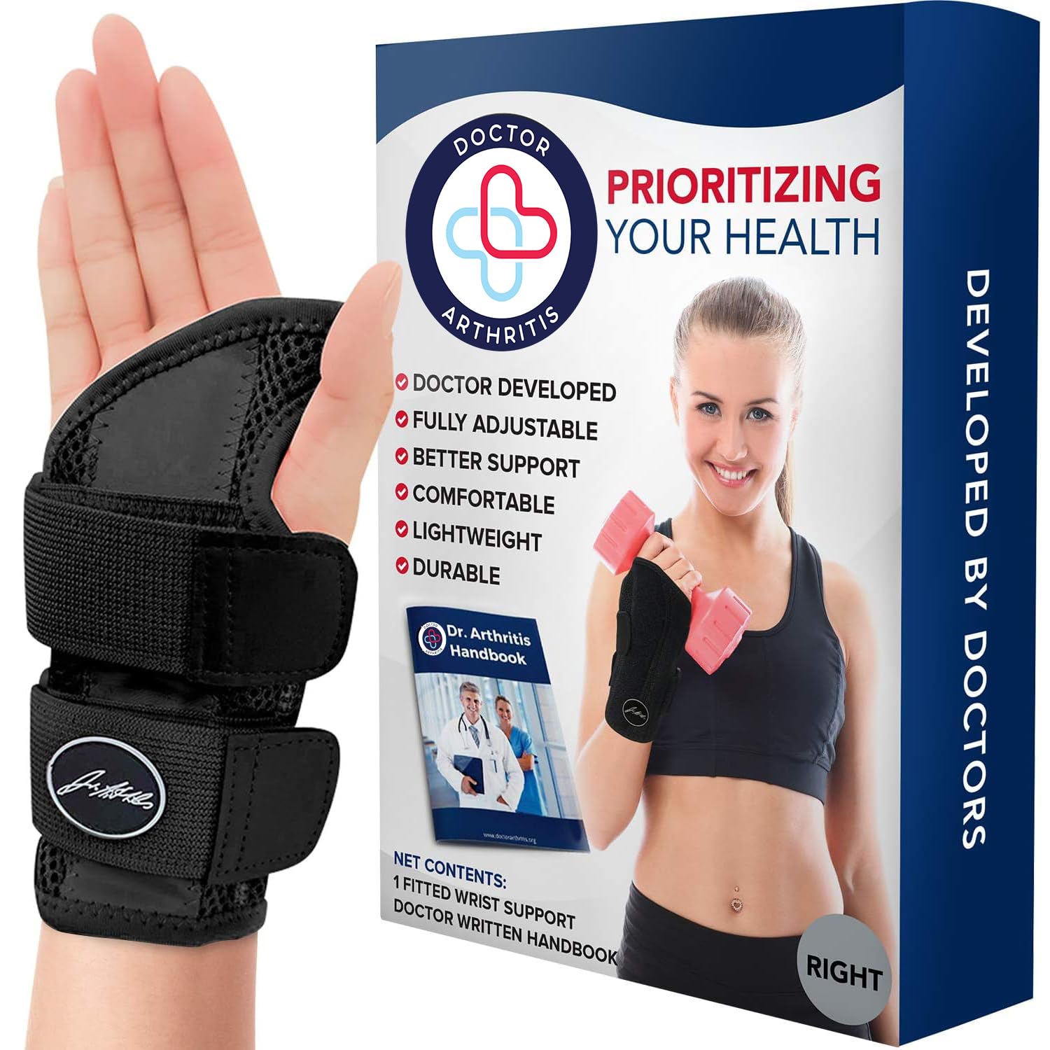 Dr Arthritis Doctor Developed Fitted Wrist Brace for Carpal Tunnel Syndrome Tendonitis Splint Support for Men and Women