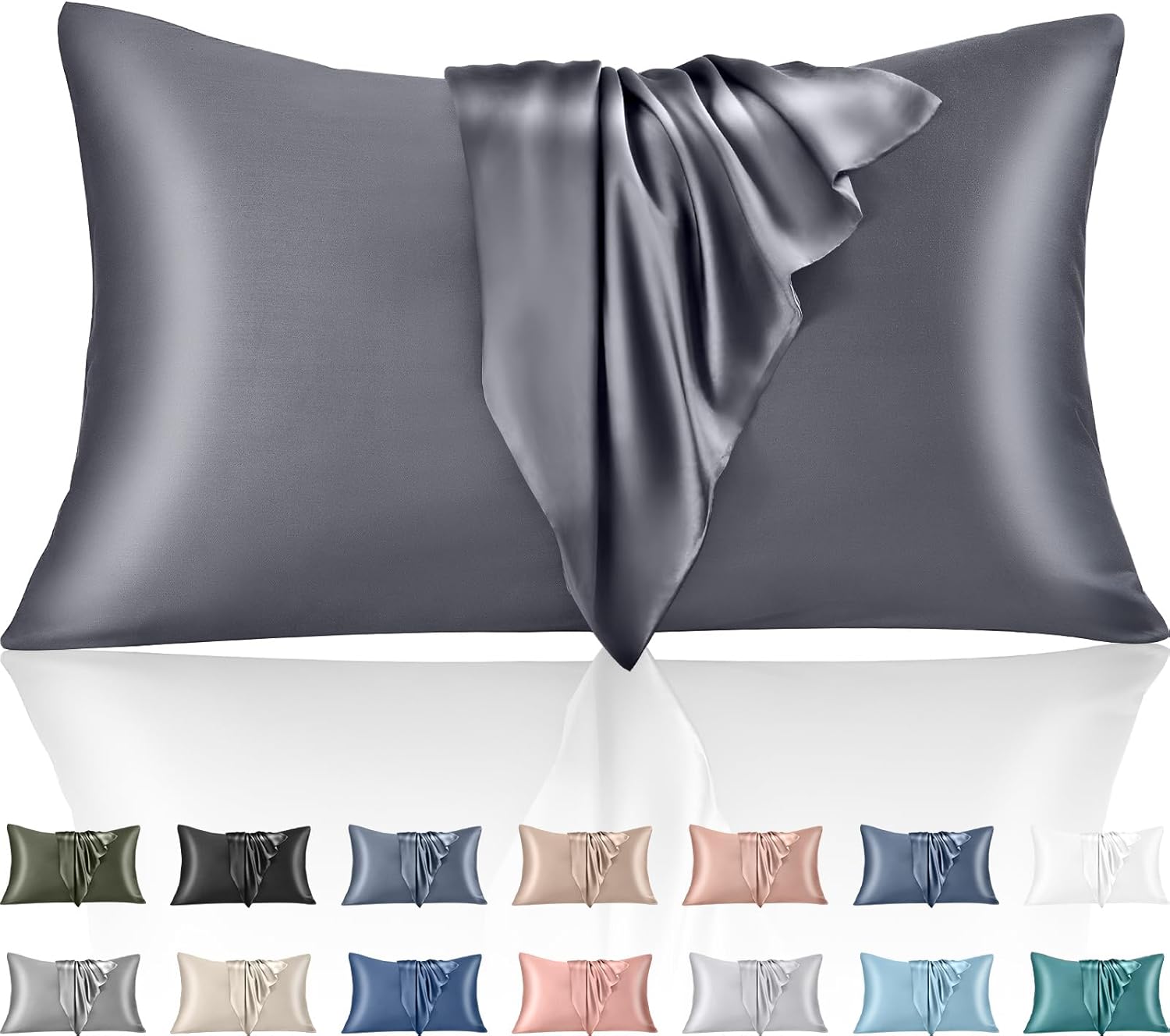 Warmstar Pillow Cases King Size Set of 2,100% Rayon Derived from Bamboo Cooling Pillowcases for Hot Sleepers, 600 Thread Count Pillowcases Soft Silky Breathable,Dark Grey,20x36 Inches Dark Grey King