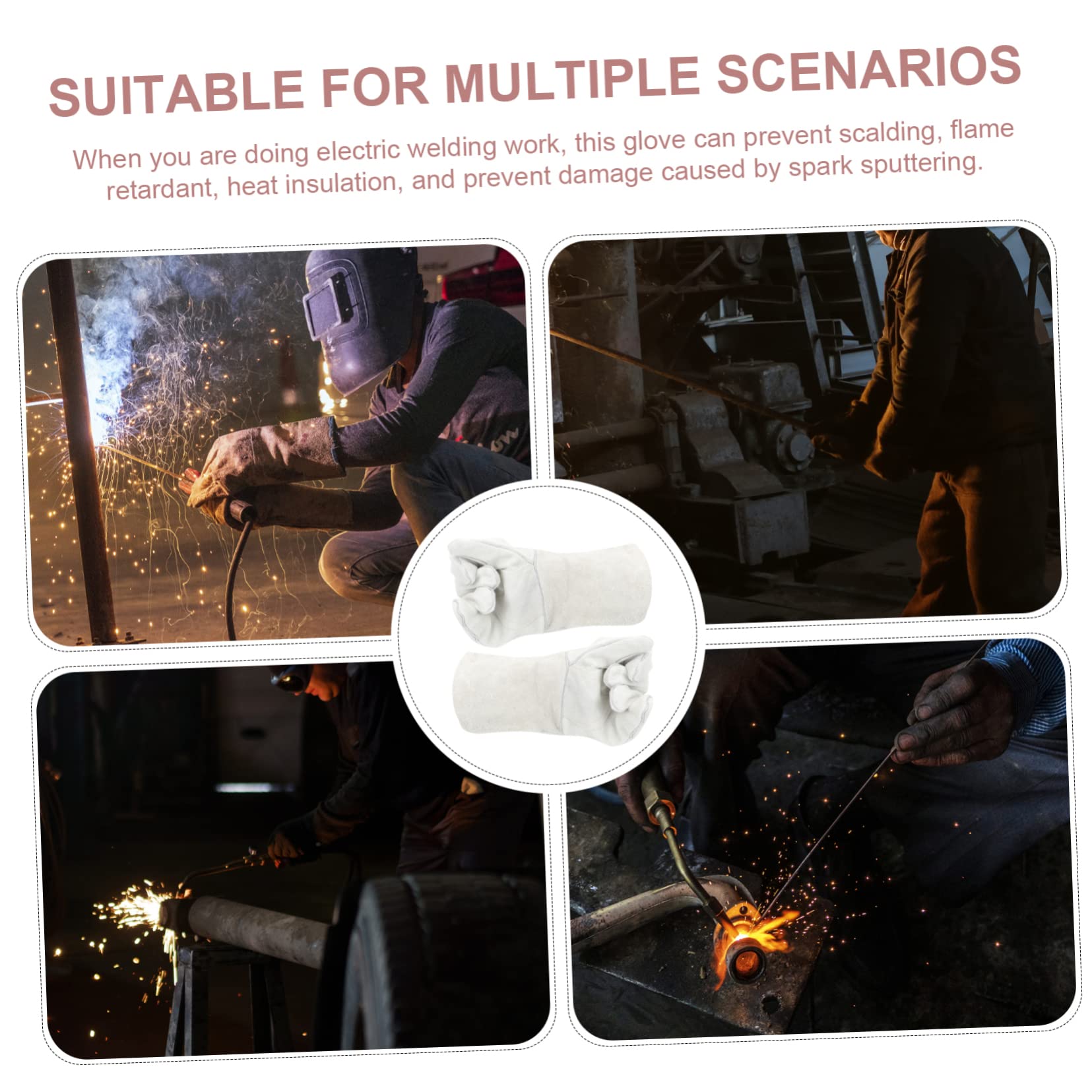 Housoutil Welding Gloves Heat Proof Safety Mittens Double-layer Reinforcement for Welders Diy Equipment