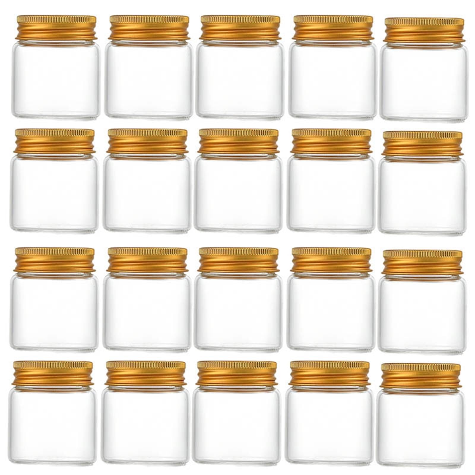 ZNJAMN 20Pcs Small Glass Jars With Aluminum Lids Food Sealed Container Candy Packing Jar Household Kitchen Bottles for Pickling(Gold-lid)