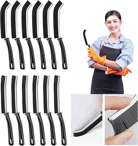 Cepillo de limpieza de hendiduras de cerdas duras, cepillo de limpieza de esquinas para juntas profundas de azulejos, duchas, bañeras, cocinas,