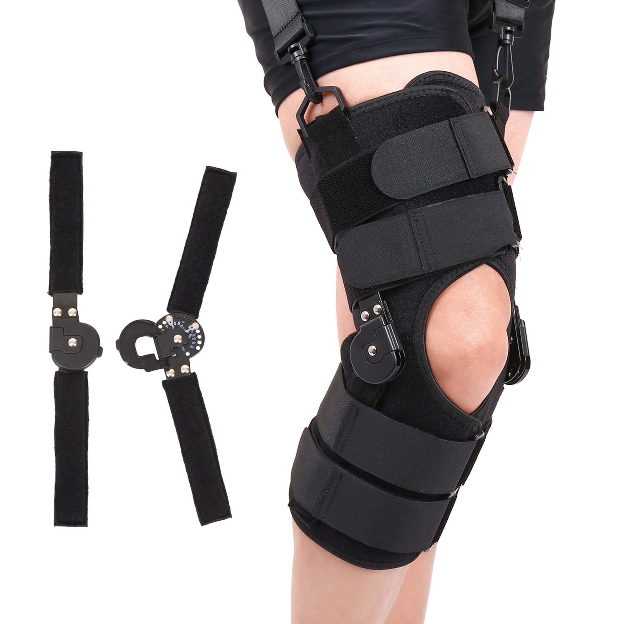 Rodillera de rodilla ajustable estabilización ROM postoperatoria férula de rodilla férula de rodilla con estabilización articular estabilizadores de piernas para desgarros de menisco (M)