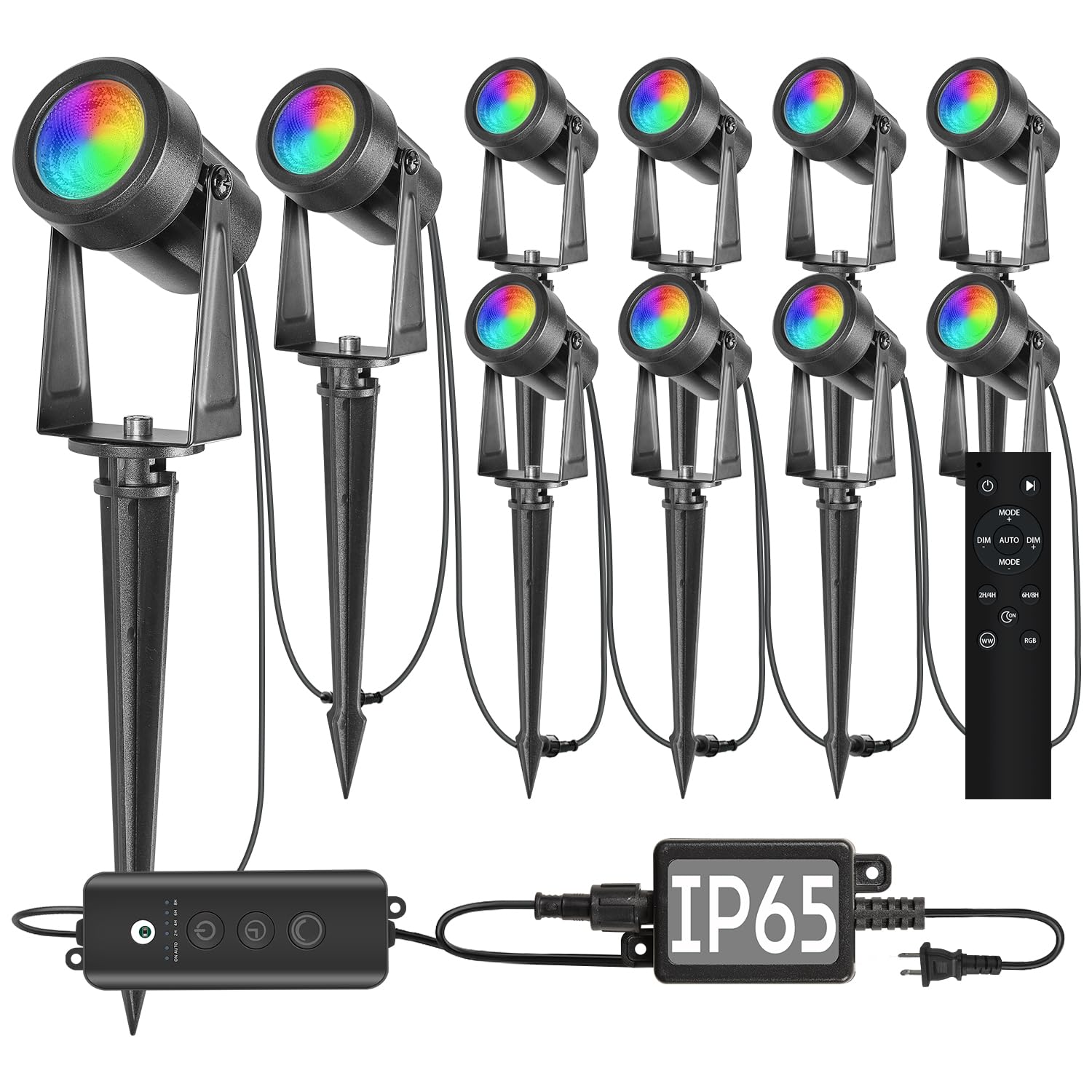 Photo 1 of SUNTHIN Outdoor RGBW Landscape Spotlights, 10 Pack