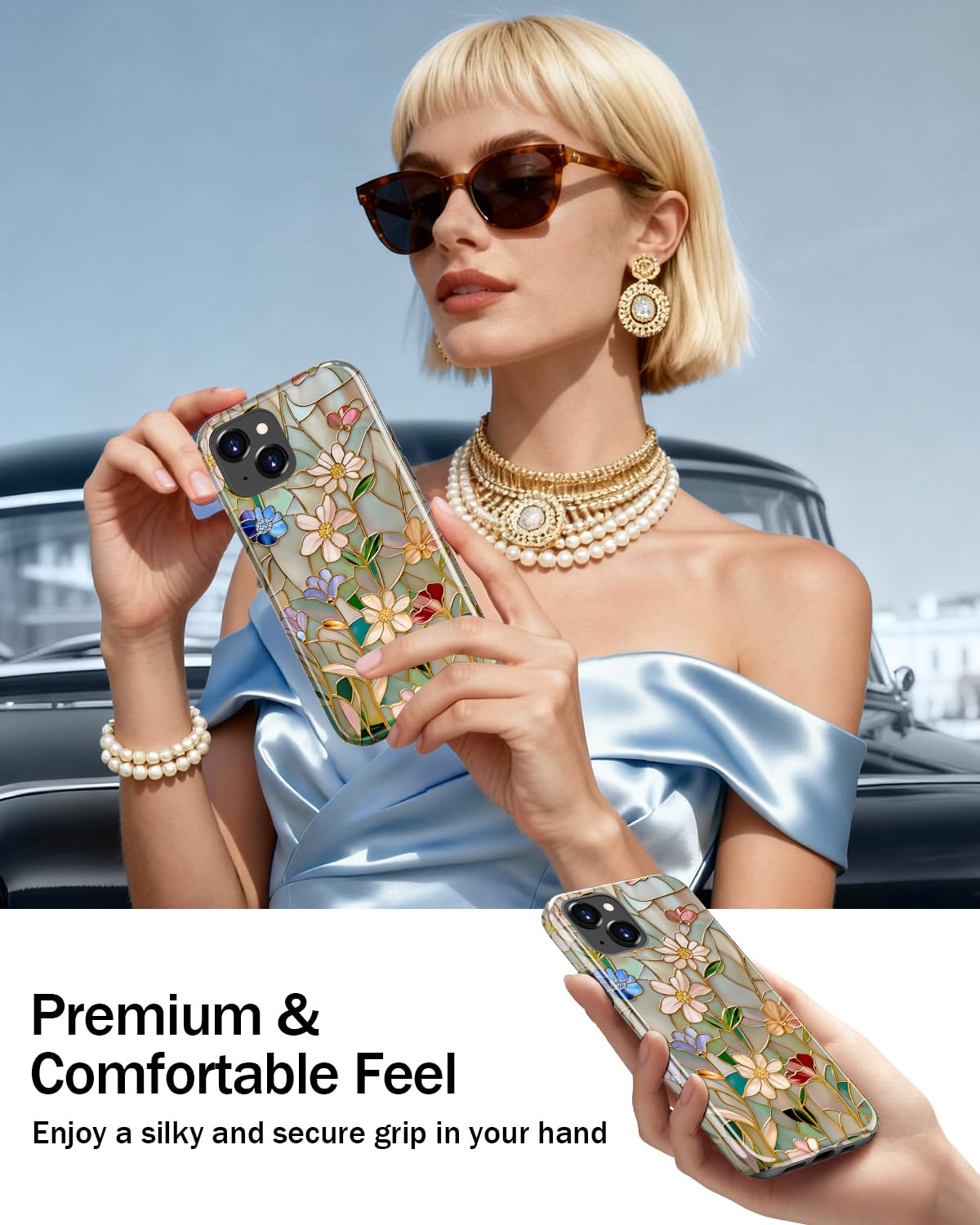 Goodon for iPhone 13 Mini Case - Wireless Charging Compatible - Dual-Layer Hard Shell & Silicone Cover - Aesthetic Y2K Protective Case with Cute Wildflower Designs - Vintage Floral Tapestry Pattern - 5