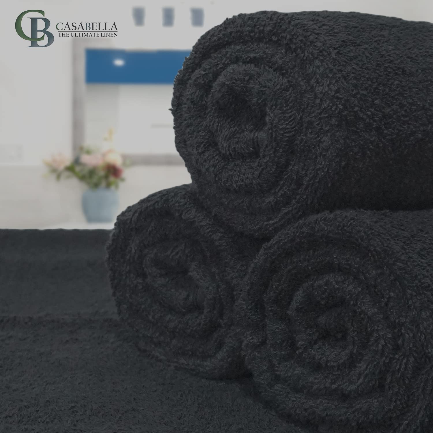 Casabella Luxe set van 4 badlakens, 100% Egyptisch katoen, superzachte handdoeken, groenblauw