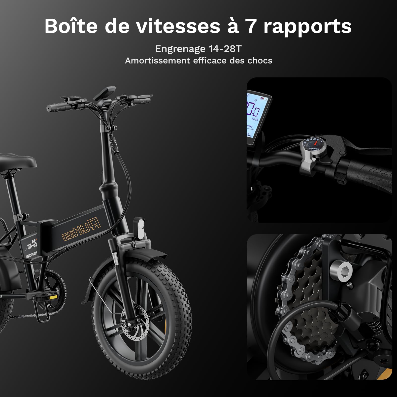 E20 Pro Vélo Électrique – Pliable, Batterie 48 V 13 Ah, Autonomie de 45 à 80 km, Pneus Larges 20"×4.0", Étanchéité IPX5, Écran LCD — Idéal pour la Ville et Le Tout-Terrain