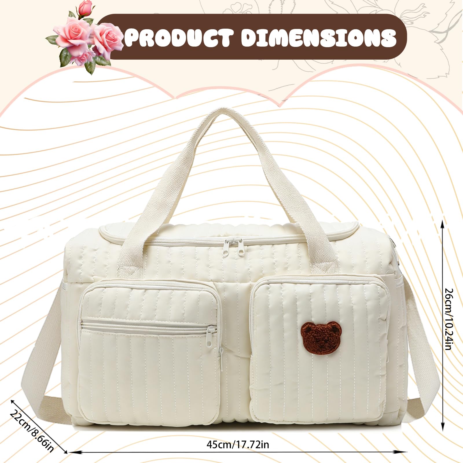 YOUYIKE Sac Langer Maternité Grande, Sac pour l'hôpital, Change Bebe Mommy Bag Matelassé, pour Accouchement à l’Hôpital, Voyage, Camping, Maison, Shopping - 3