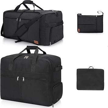 80L Large Foldable Duffle Bag for Travel with Shoe Compartment, Packable Duffel Bags for Men Women
