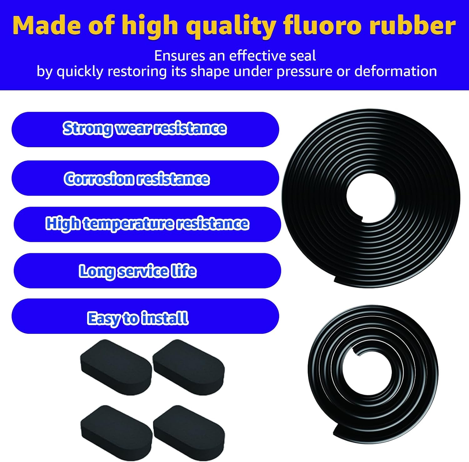 Compatible with Bilco Basement Door Weatherstrip Kit - 1 U Shaped Gasket, 1 Bulb Trim Gasket, 4 Cap Seal Pads Easy Installation, Replacement for Bilco Basement Door Seal Kit