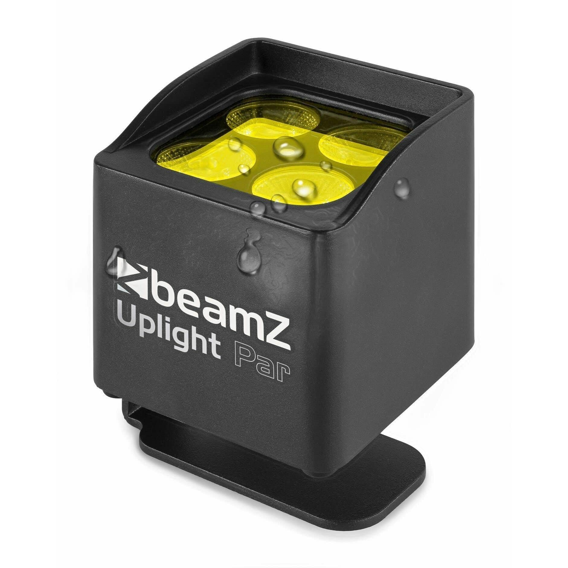 BeamZ BBP44 - Foco Uplight Par 4 leds x 4W con Batería, certificación IP65, control por DMX, Luz de Discoteca, Fiestas y Escenarios, incluye Mando a Distancia, color Negro