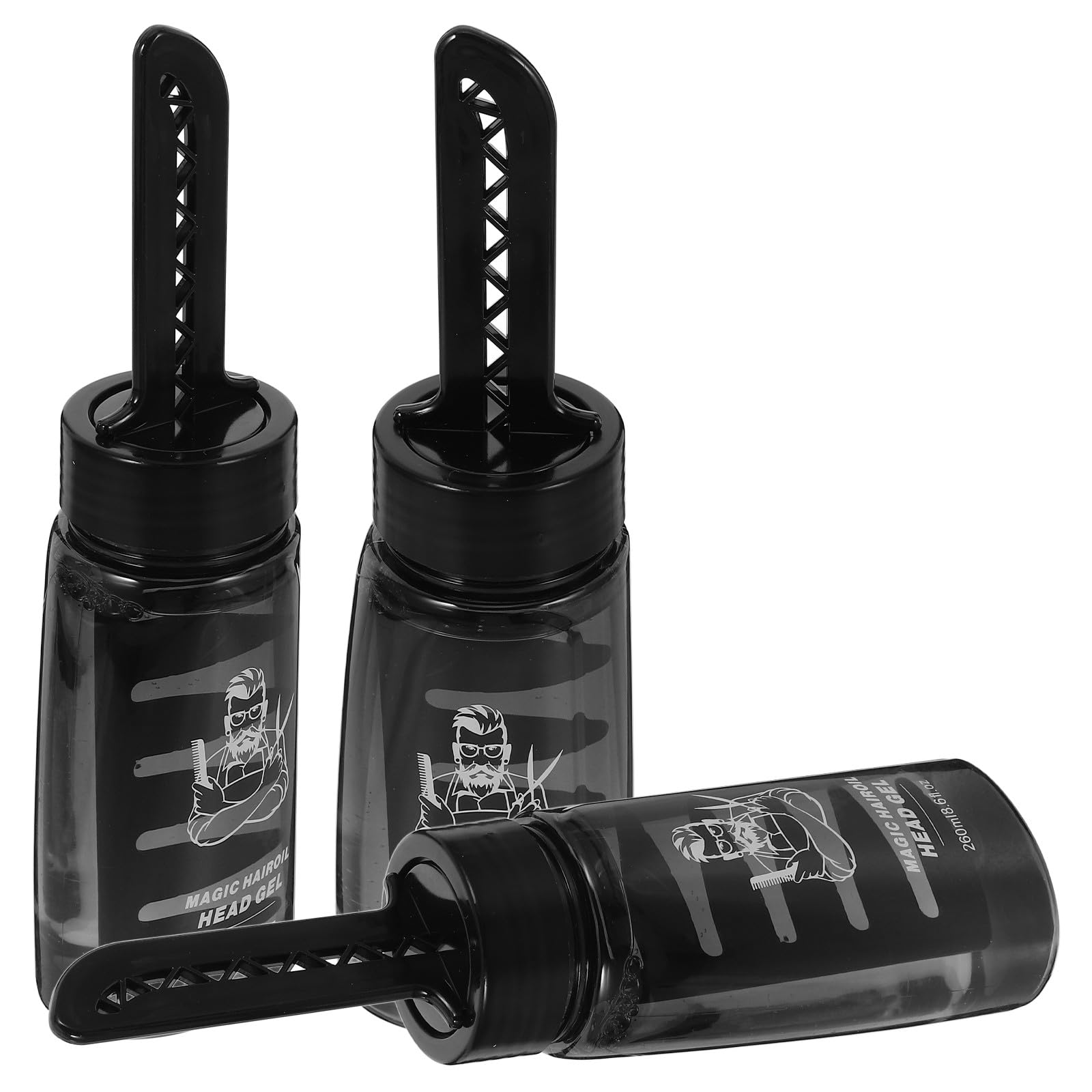 Healifty 3 Stück Haarwachs Gel Applikatorflaschen mit Kamm 260ml Kunststoff Portable Leere Behälter für Herren Haarstyling und Friseure