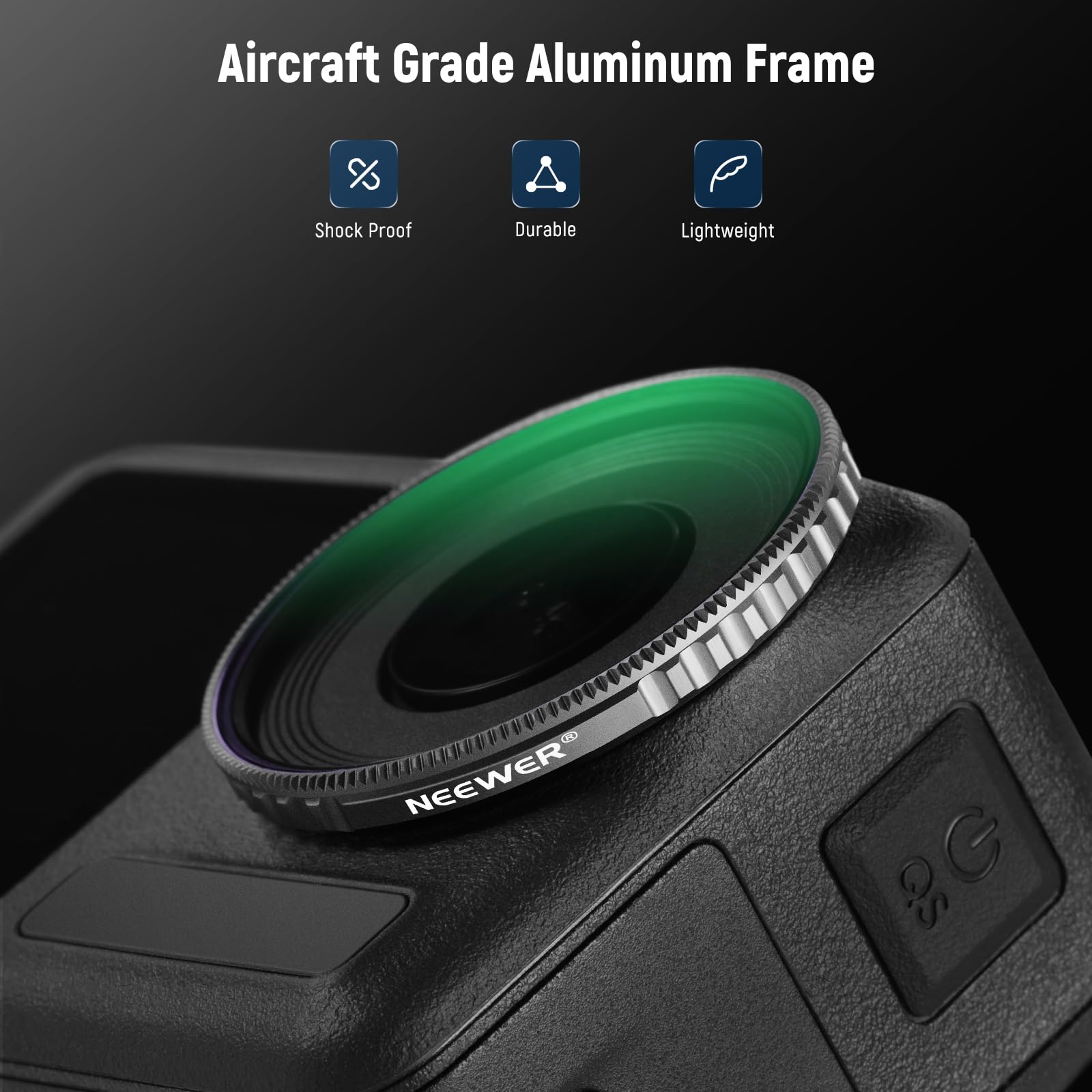 NEEWER Zestaw filtrów ND kompatybilny z DJI Osmo Action 4, 4-pak ND8 ND16 ND32 CPL zestaw filtrów polaryzacyjnych o neutralnej gęstości, akcesoria do obiektywów kamer akcji, wielowarstwowe szkło