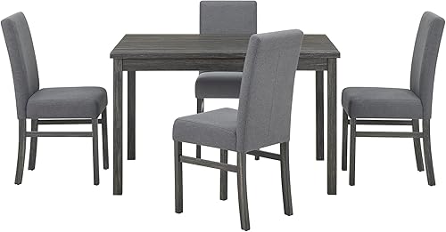 LUMISOL Juego de mesa de comedor de cocina de 5 piezas para espacios pequeños, juego de mesa de comedor de madera con sillas tapizadas, juego de