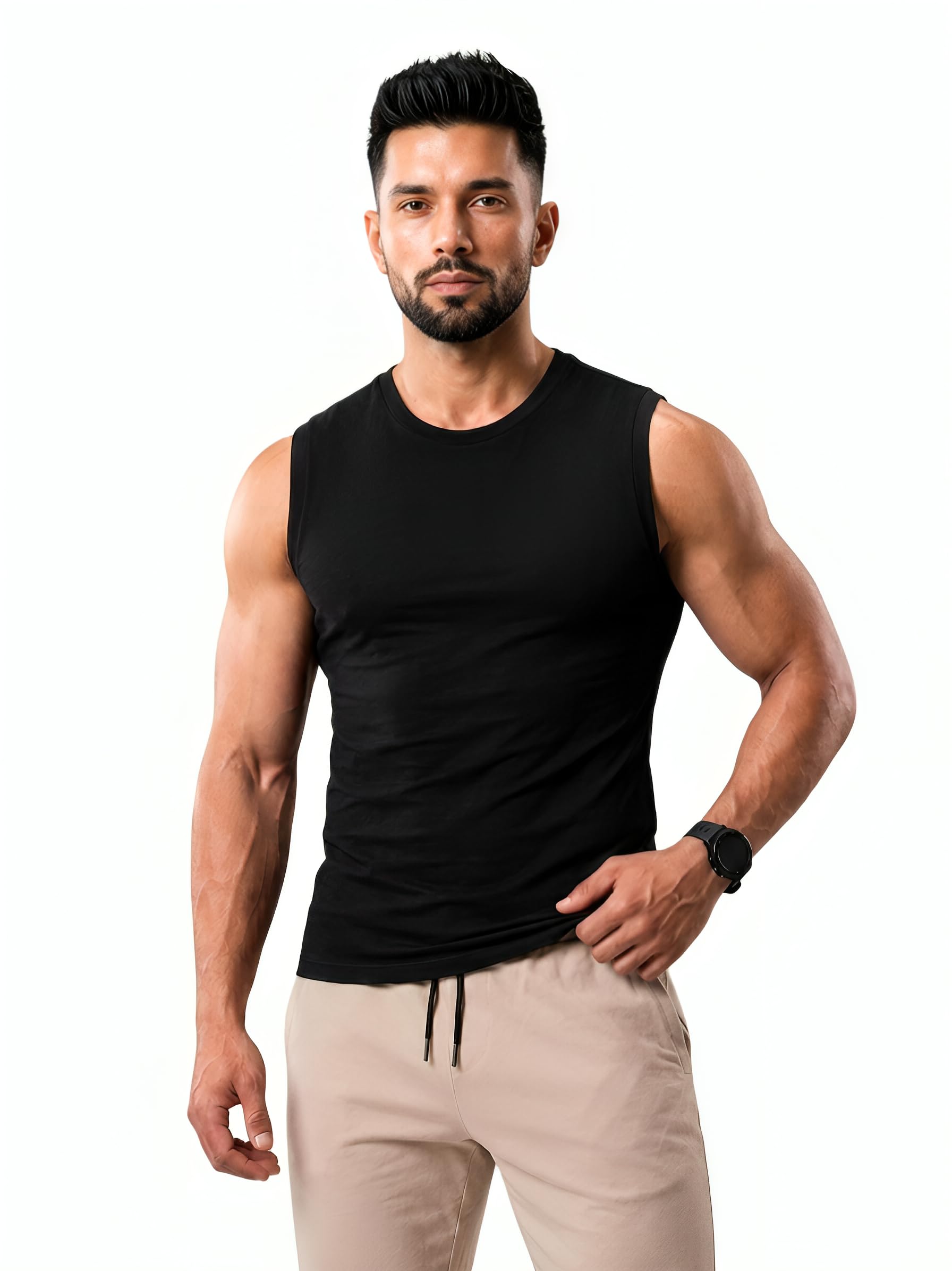 chkokko Men Compression Sports Tank Top | Lightweight Sleeveless | Body Shaper Vests for Men | Polyester Stretch Fabric-picture-25
