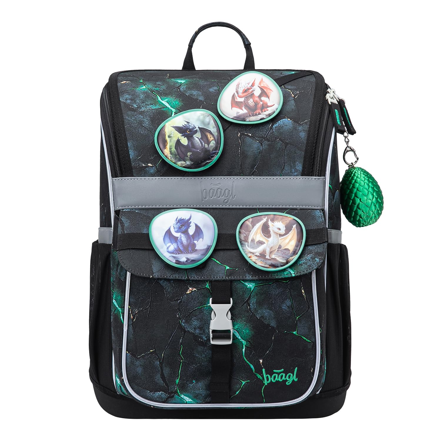 Baagl Schulranzen Jungen Mädchen für 1. Klasse - Ergonomische Schultasche für Kinder - Schulrucksack mit Brustgurt - Grundschule Ranzen Tornister