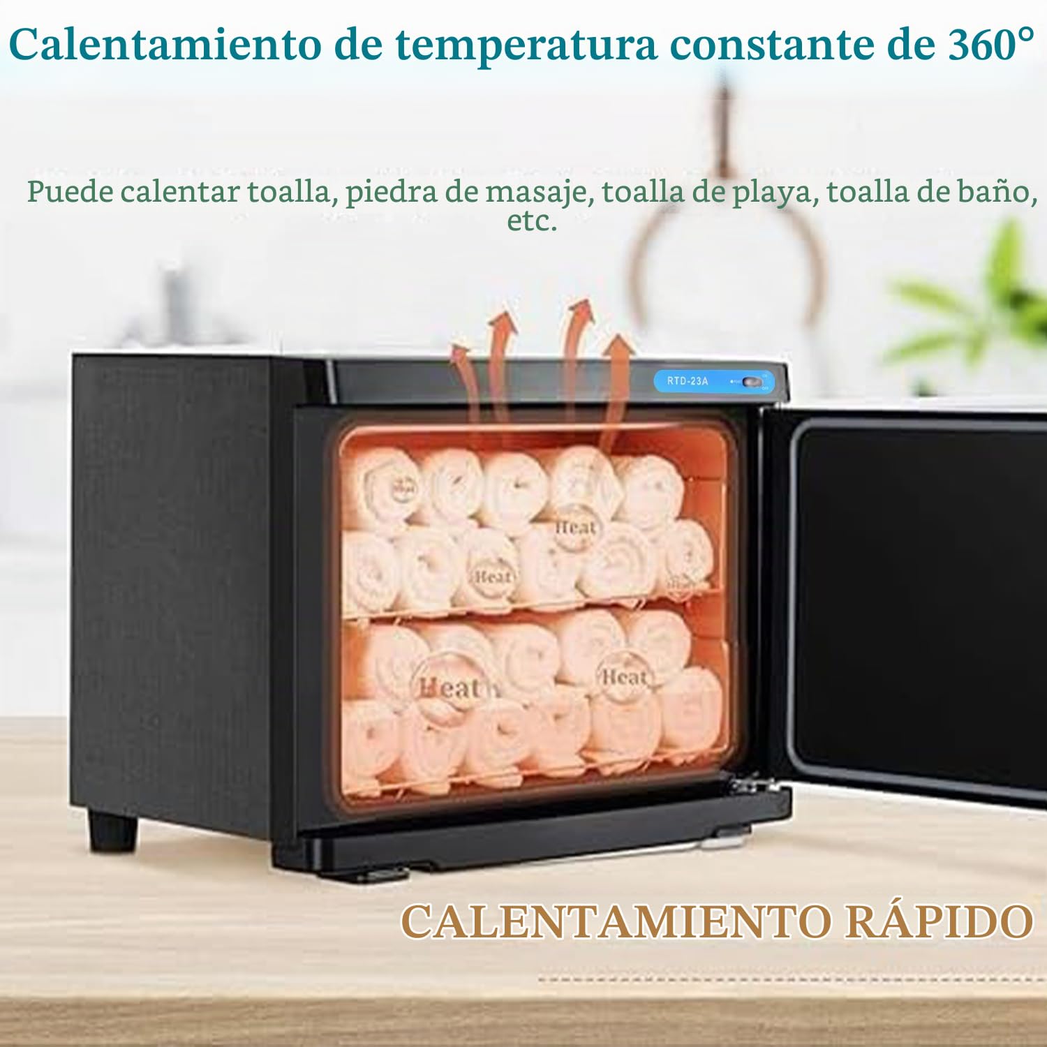 Citybee Toallero calentador de toallas – calentador de toallas UV – calentador de toallas 360 ° – secador de toallas eléctrico de bajo consumo – para belleza, spa, baño, hotel (negro, 23 L)