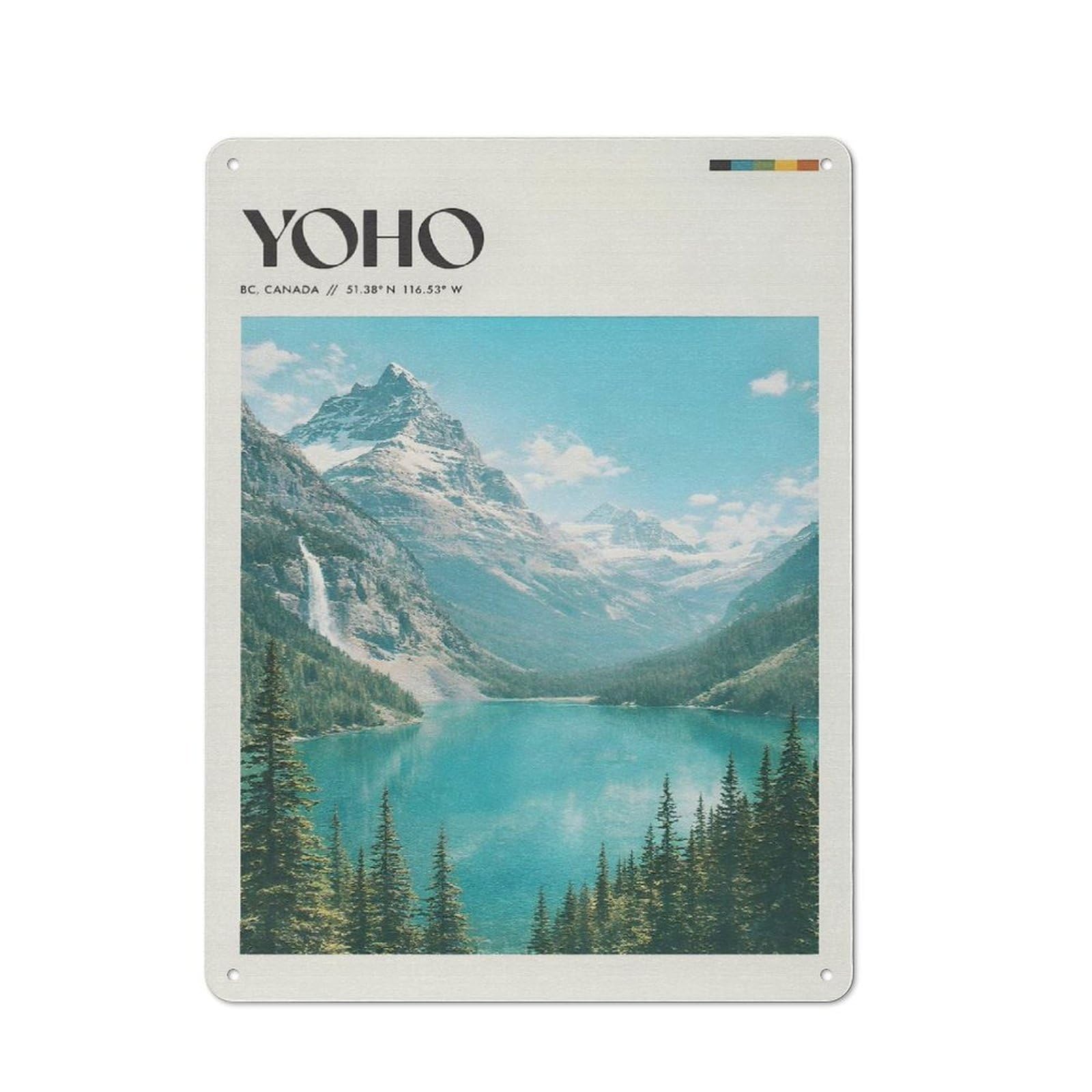 Junmoney Style-15 Tin Wall Plaque 40X30cm With Yoho National Park Landscape For Hallway Wall, Suited To Wall Displays In Hallways And Entrance Areas