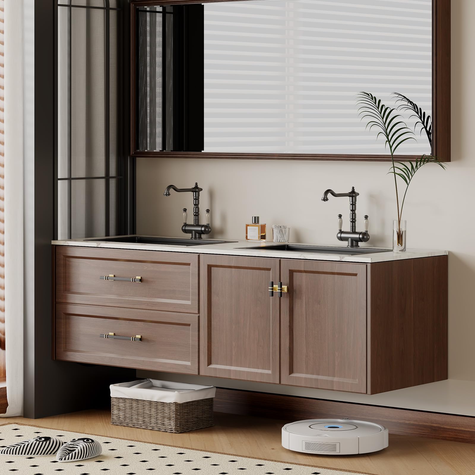Confezione da 24 maniglie per armadietti da 160 mm, colore nero e oro, maniglie per armadietti in lega di zinco, per cassettiere, credenze, credenze e cassetti