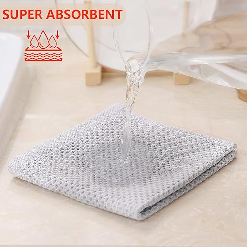 Miniatura 3 de Kitinjoy - Trapos de cocina 100% algodón, tela de punto gofre, trapo ultrasuave para limpiar, absorbente y de secado rápido, paquete de 6 unidades,