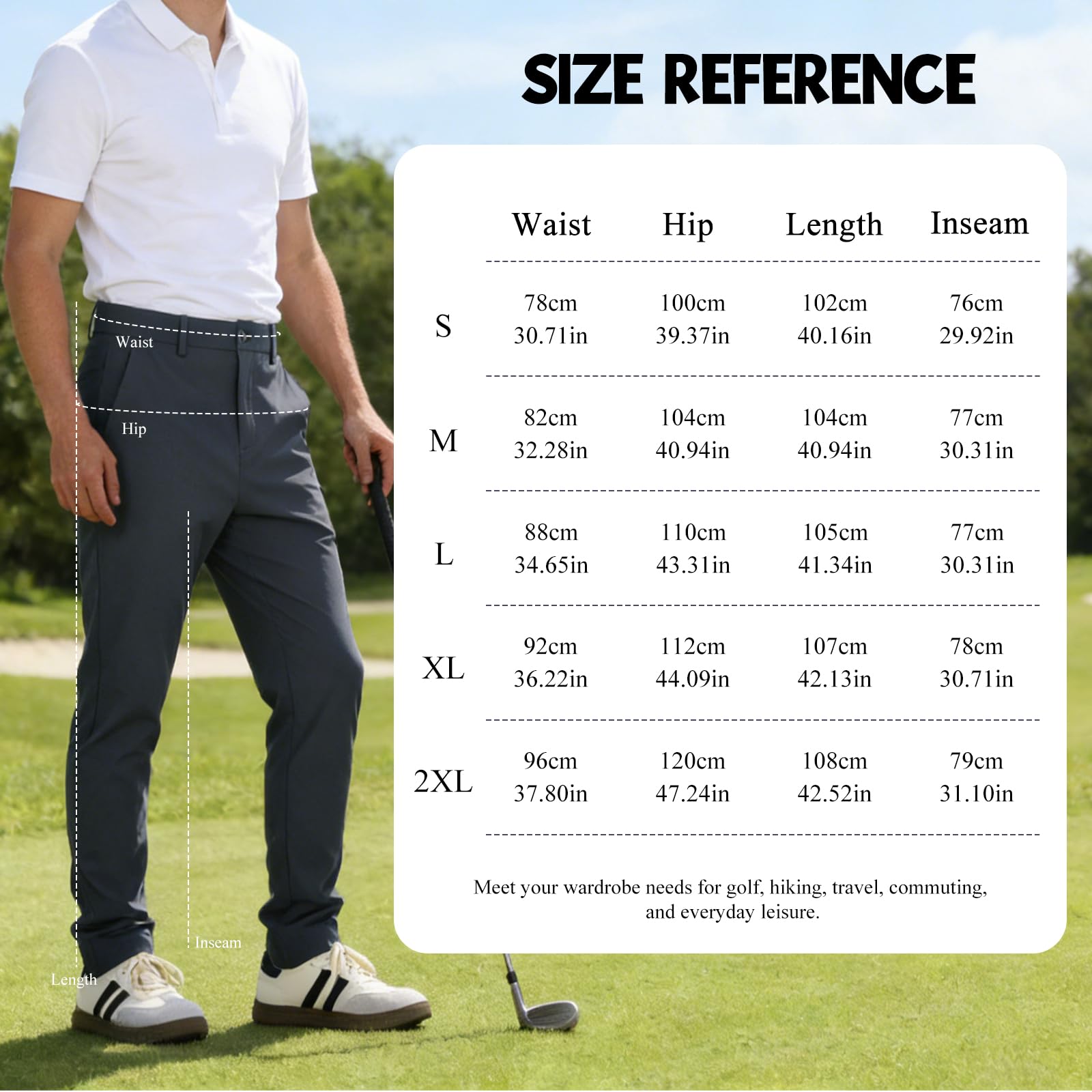 Pantalones de golf de corte clásico para hombre, elásticos, transpirables y de secado rápido, con cintura de agarre de silicona y bolsillos para una comodidad óptima en el campo de