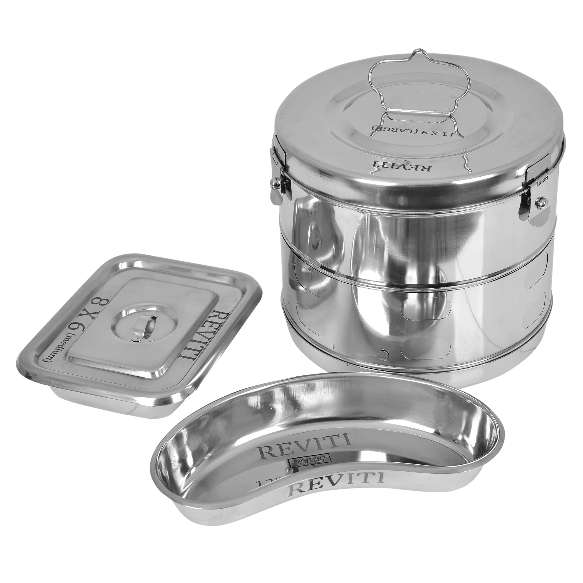 Reviti® by Hospiclub Dressing Drum/Autoclave Drum 11x9, instrument tray 8x6, kidney tray 8 inch Heavy Duty Stainless Steel (B09799CLV7) Amazon Price History, Amazon Price Tracker