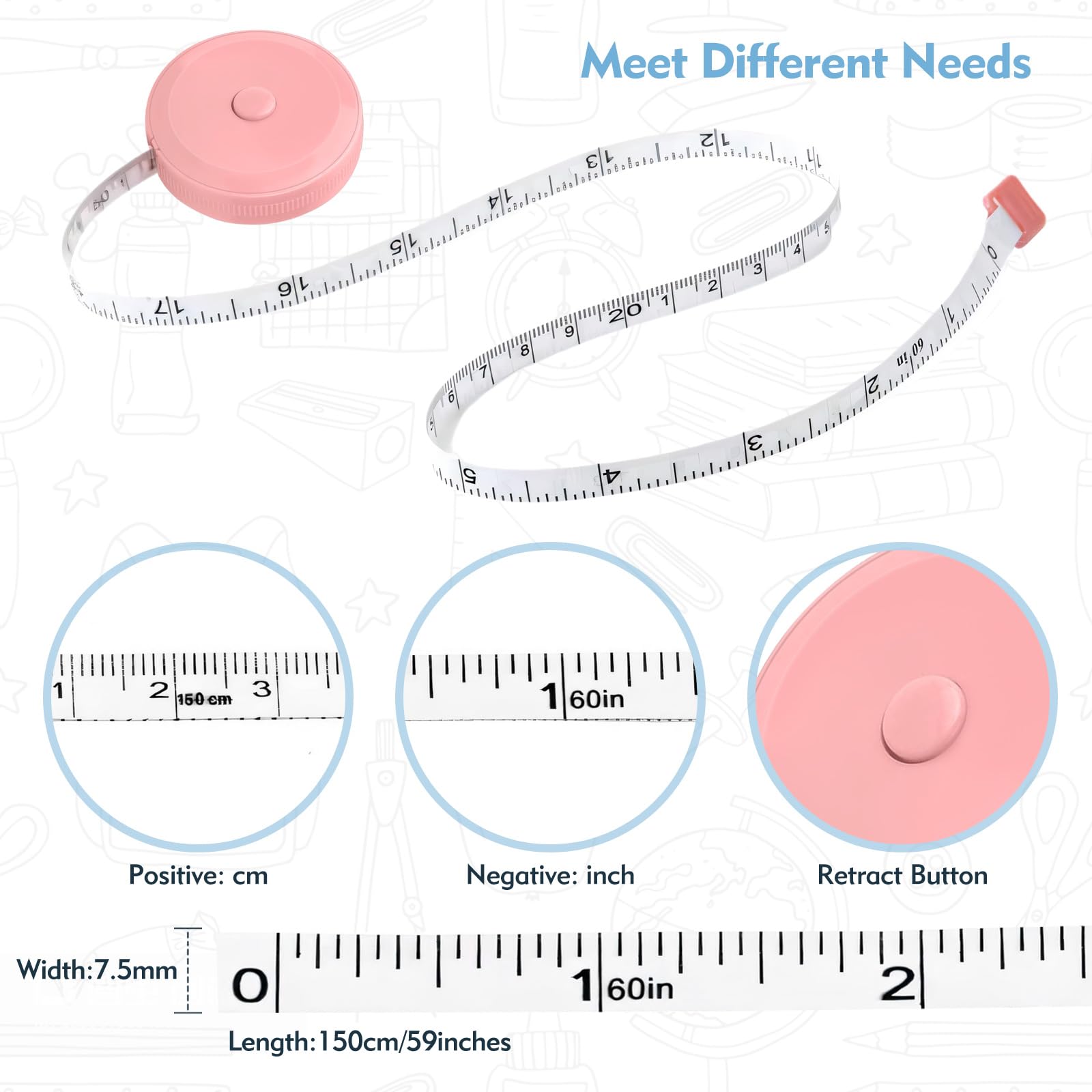 6Pcs Tape Measure Body 60 Inch - Image 3