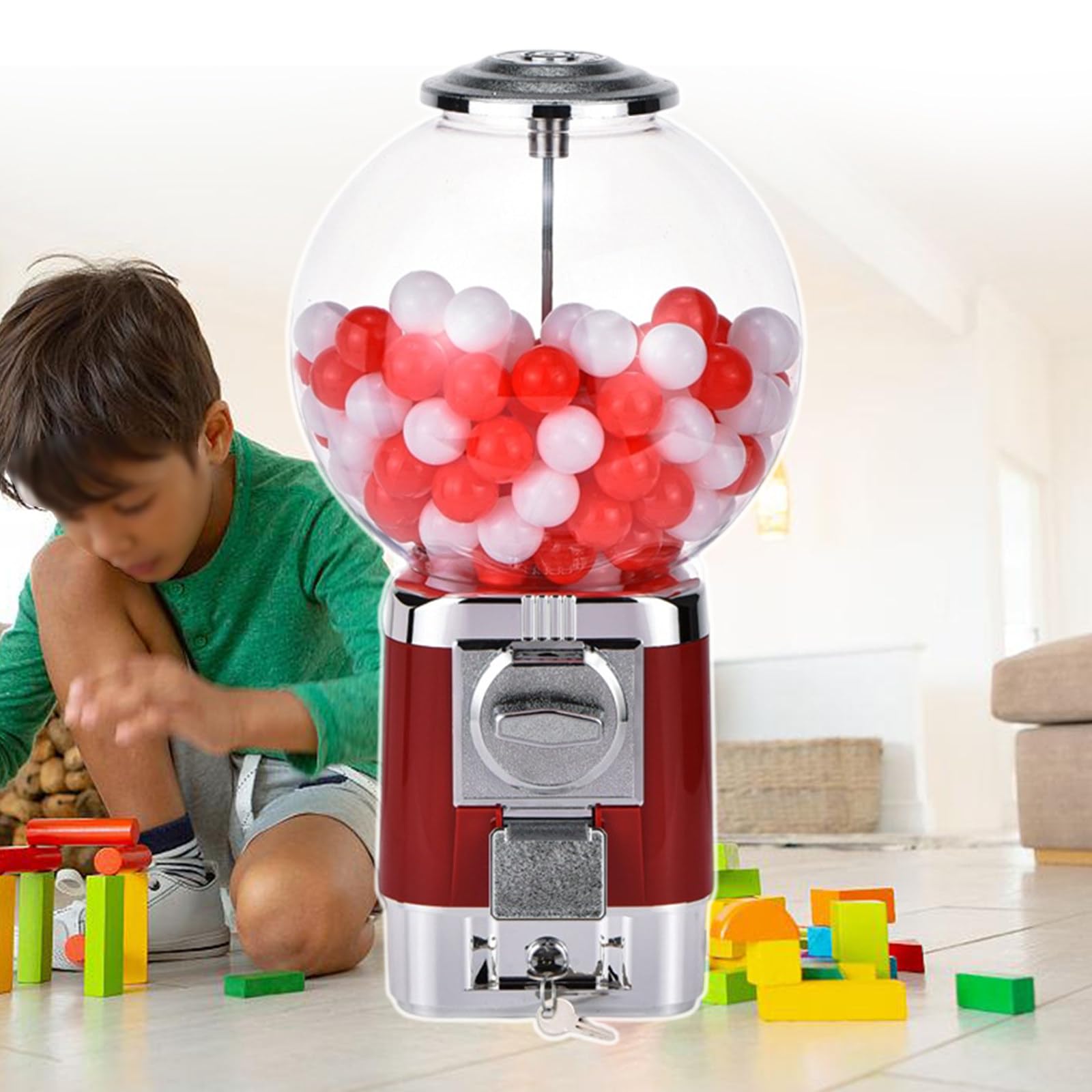 Vending Machine, Candy Capsule Dispenser for retail stores, Commercial Gumball Machine, Capsule Toy Vending Machine, for cinemas, Arcade,Red