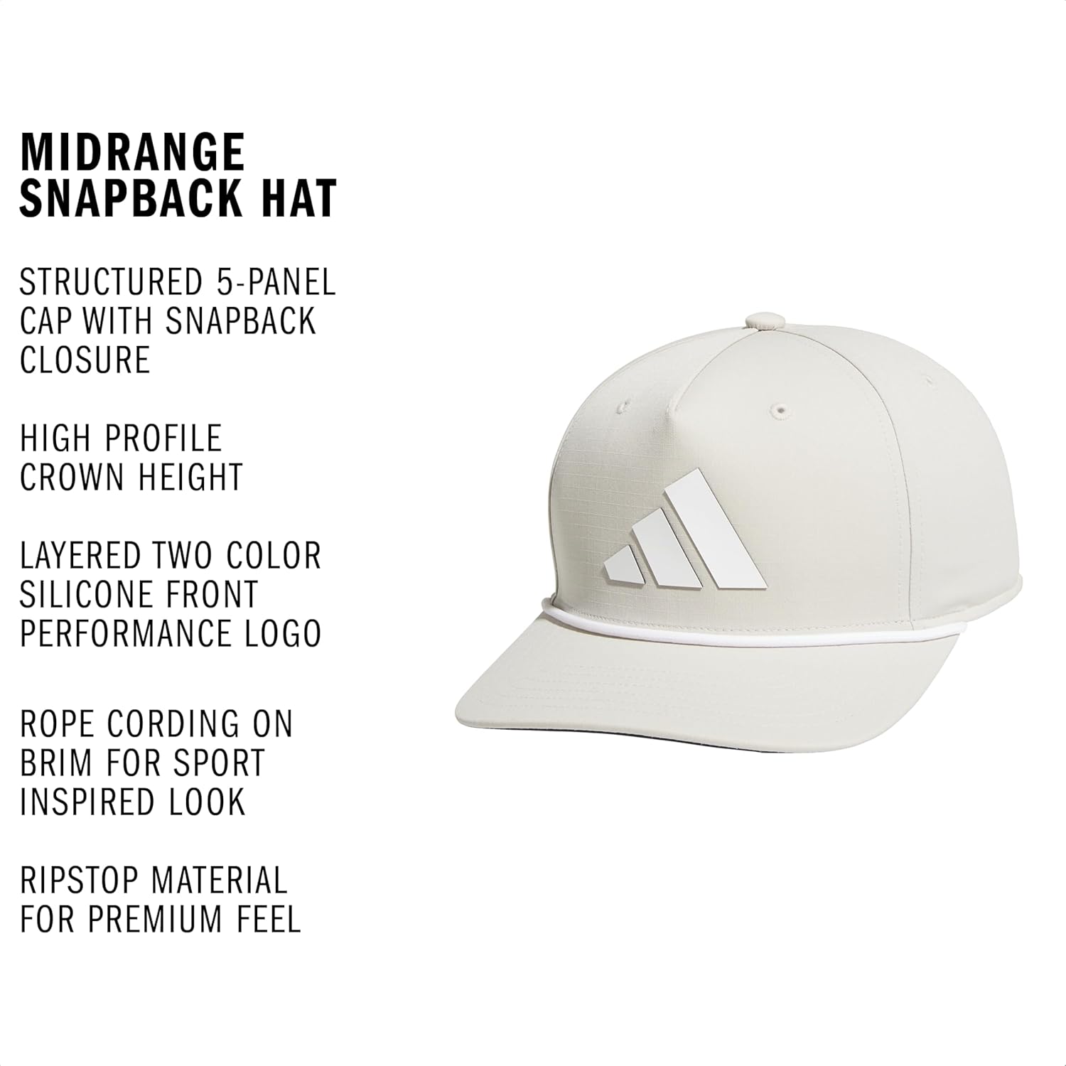 Adidas Mens Midrange Hat – Athletic Snapback Cap with Logo - Image 2