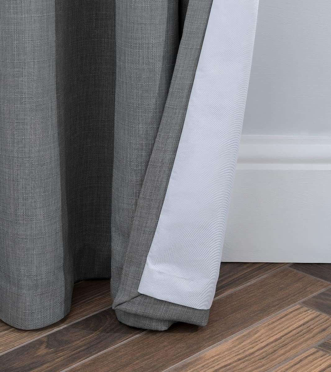Sleepdown Linen Look Eyelet Blackout Lined Curtains Thermal Insulated for Bedroom and Living Room Charcoal, 2 x 46" x 72" - Image 5